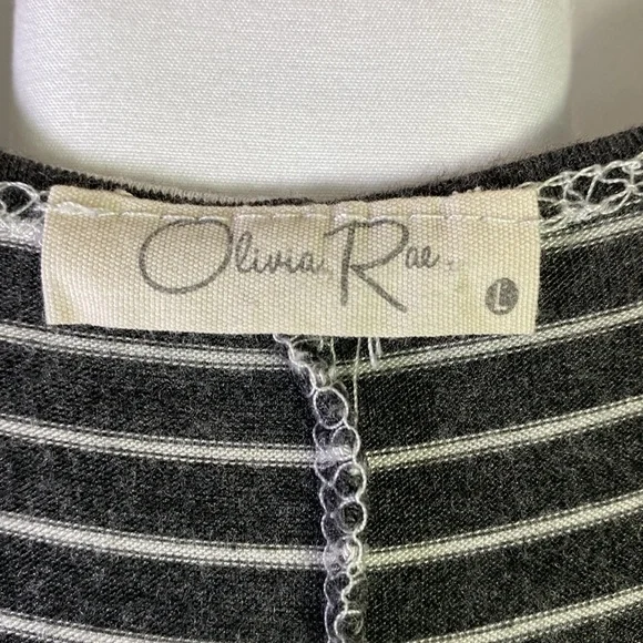 Olivia Rae sleeveless tank dress, lightweight flowy, dark grey and white stripe. - Picture 2 of 4
